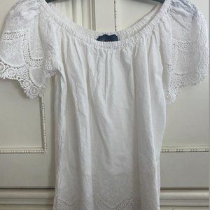 Francesca's White Lace Off-the-Shoulder Blouse